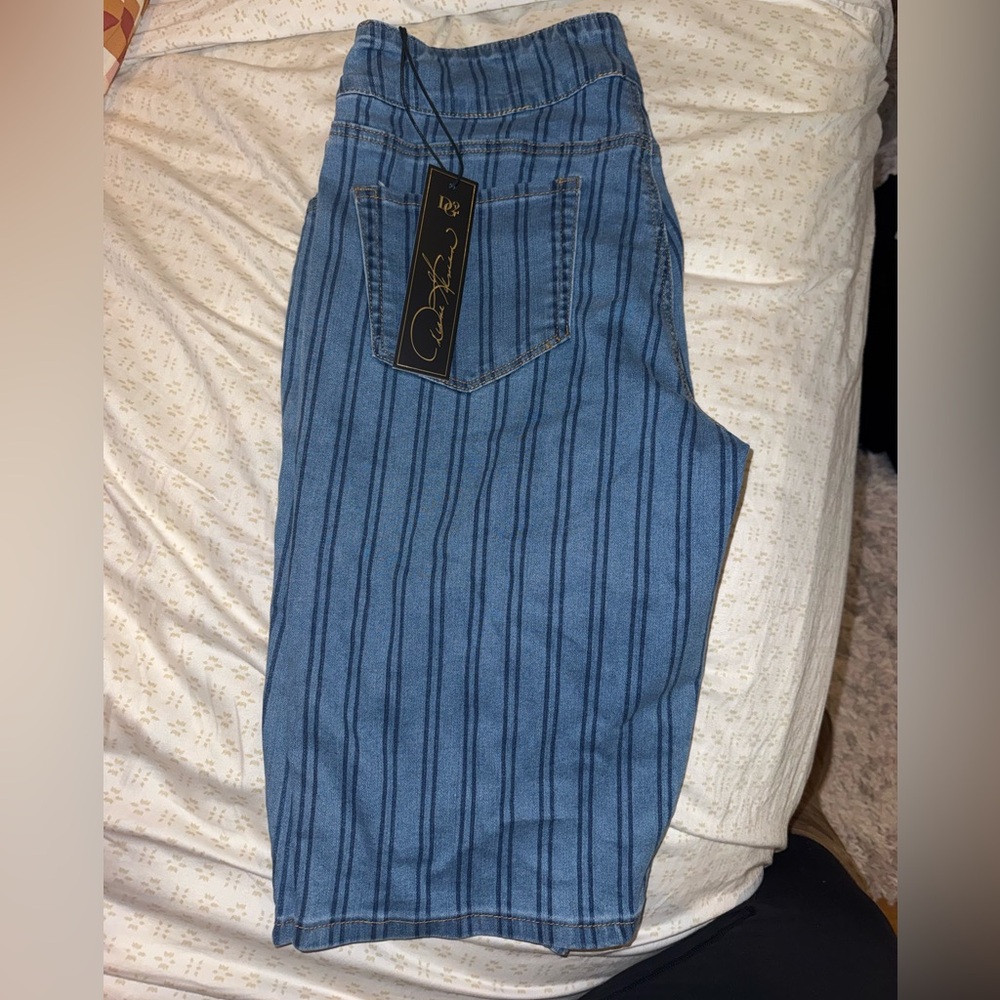 DG2 by Diane Gilman Blue Striped Women Shorts